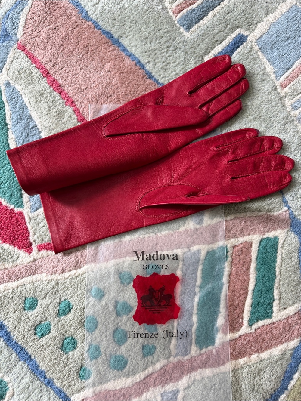 Red Leather Long Gloves